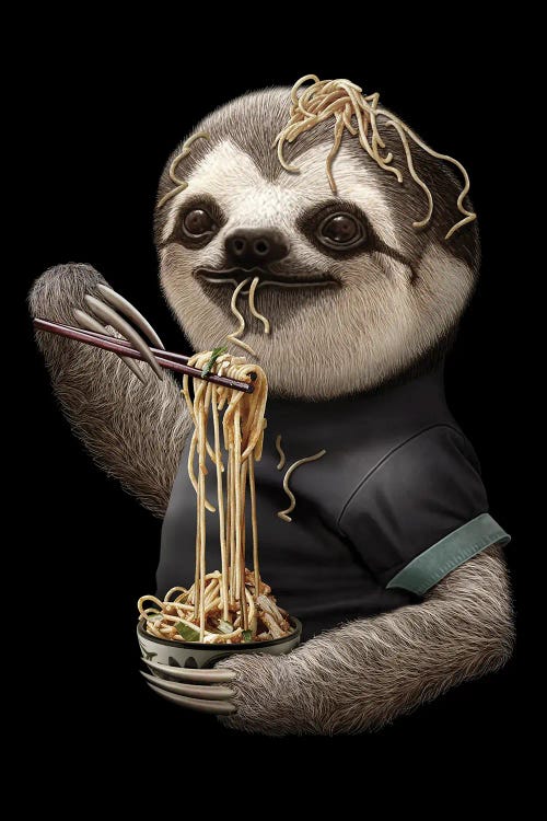 Sloth Eat Noodle Black