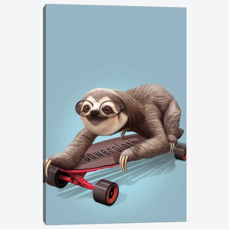 Sloth Skateboard Canvas Print #ADL90} by Adam Lawless Canvas Print