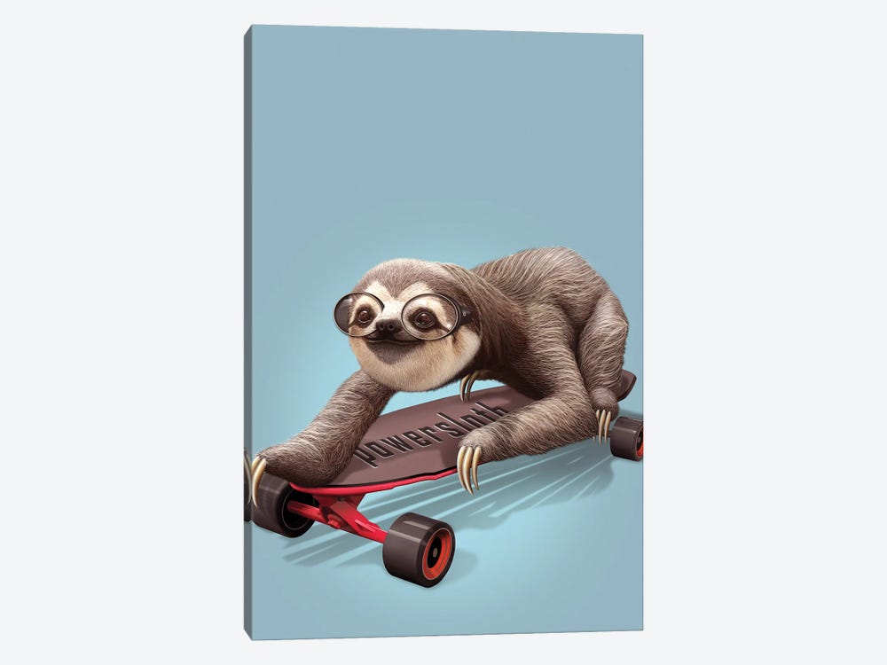 Sloth Skateboard by Adam Lawless 1-piece Canvas Print