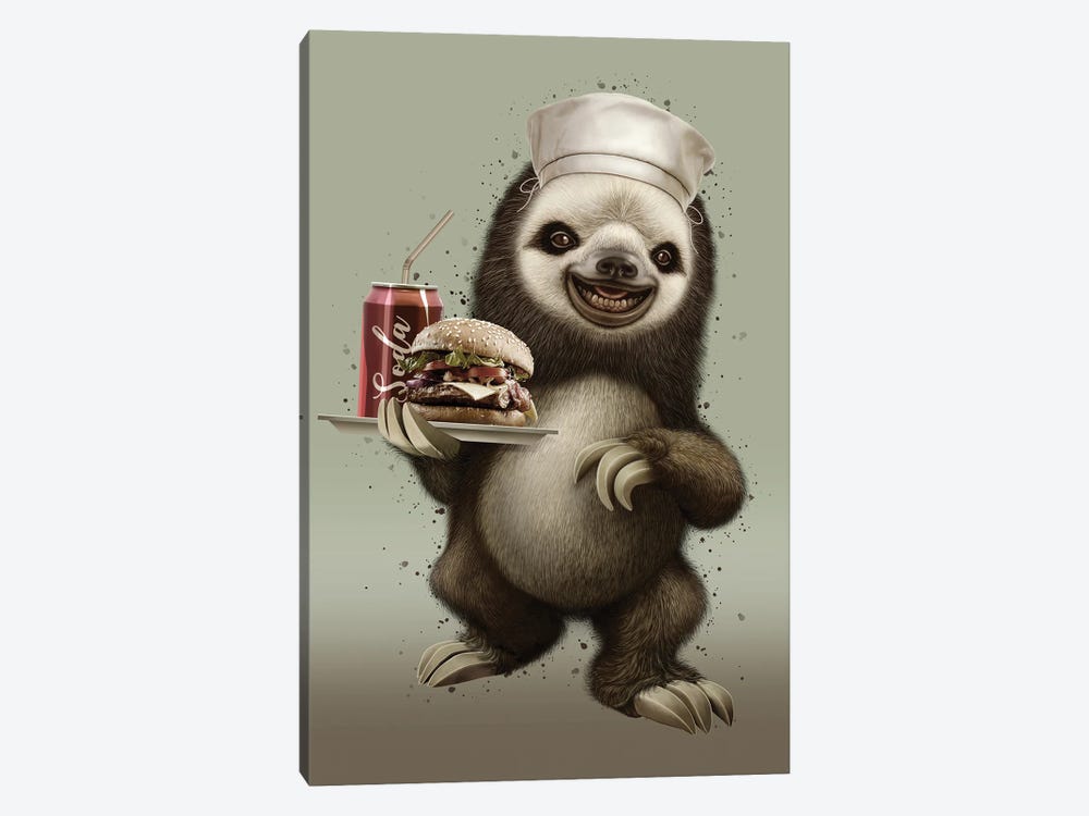 Sloth Waiter by Adam Lawless 1-piece Canvas Wall Art