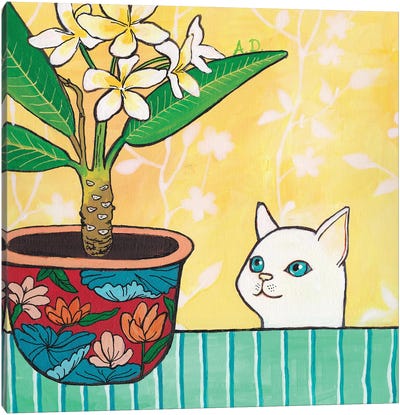 Curious Cat Canvas Art Print - Alexandra Dobreikin