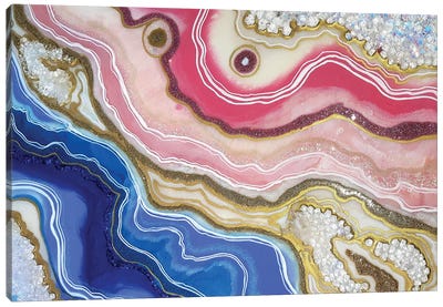 Pink Blue Geode Canvas Art Print - Alexandra Dobreikin