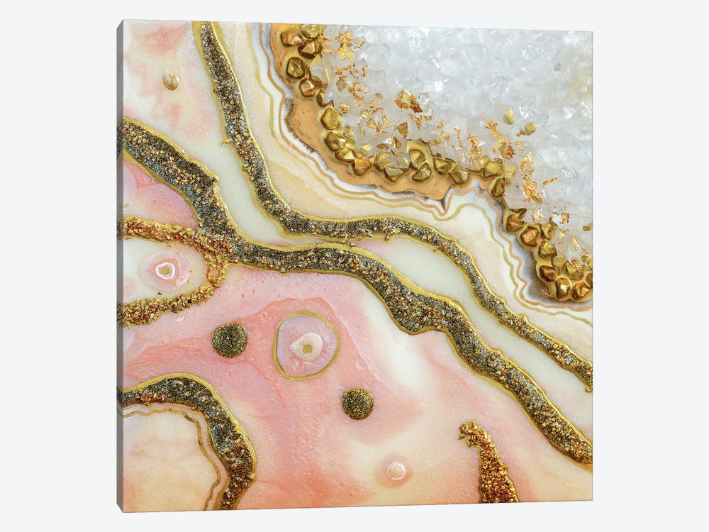 Gold Pink Rose Geode by Alexandra Dobreikin 1-piece Canvas Wall Art