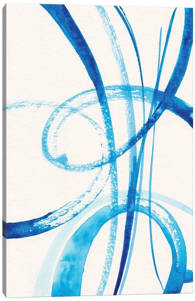 Calligraphy In Blue Canvas Art Print - Alexandra Dobreikin
