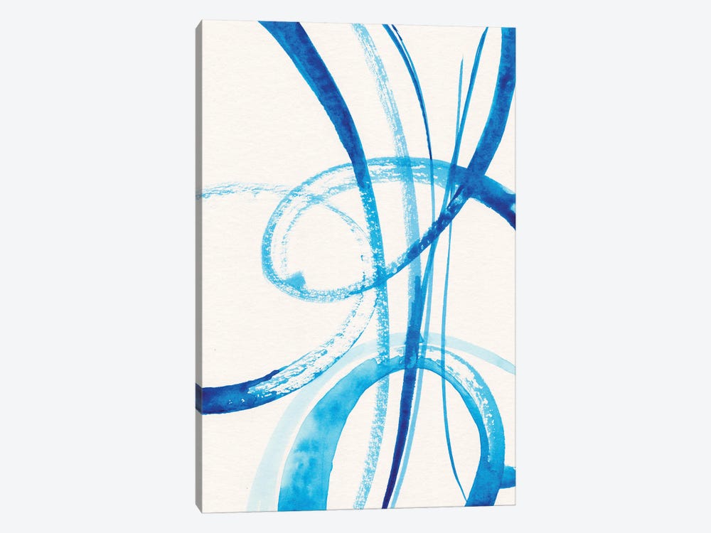 Calligraphy In Blue by Alexandra Dobreikin 1-piece Canvas Art Print