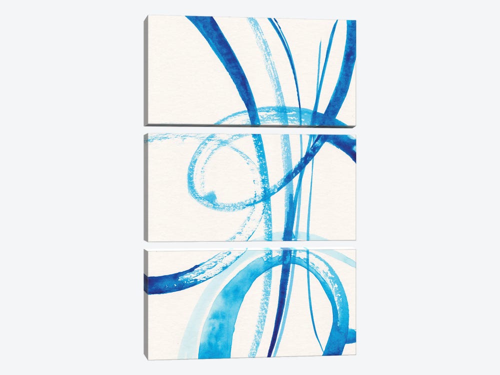 Calligraphy In Blue by Alexandra Dobreikin 3-piece Canvas Print