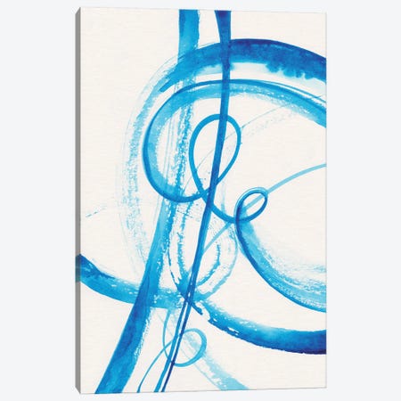 Calligraphy In Blue II Canvas Print #ADN143} by Alexandra Dobreikin Canvas Artwork