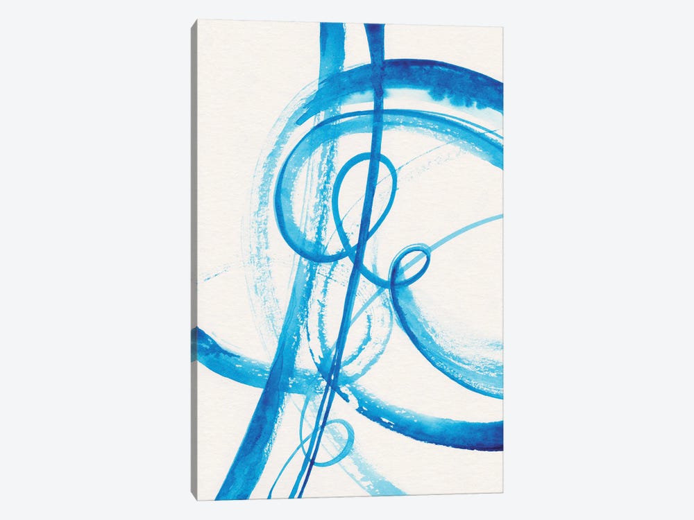 Calligraphy In Blue II by Alexandra Dobreikin 1-piece Canvas Wall Art
