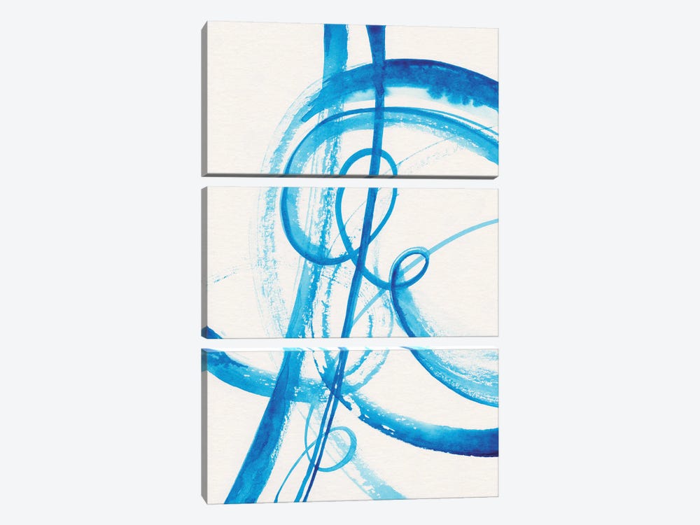 Calligraphy In Blue II by Alexandra Dobreikin 3-piece Canvas Artwork