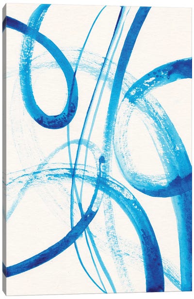 Calligraphy In Blue III Canvas Art Print - Alexandra Dobreikin