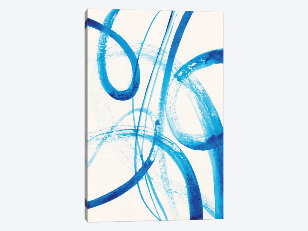 Calligraphy In Blue III by Alexandra Dobreikin 1-piece Canvas Print