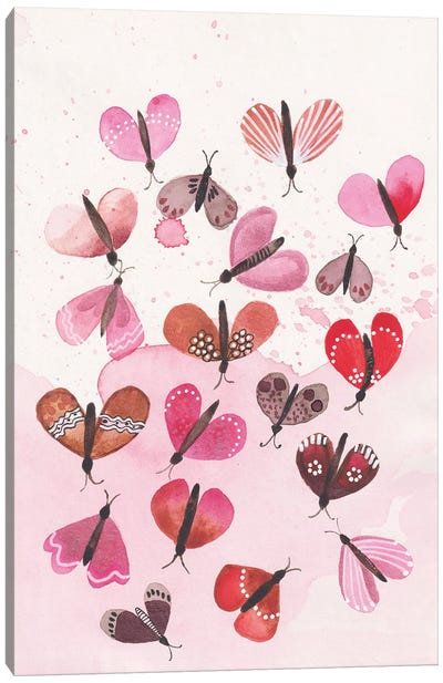 Pink Butterflies Canvas Art Print - Alexandra Dobreikin