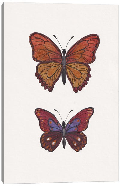 Red Butterflies Canvas Art Print - Alexandra Dobreikin