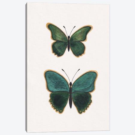 Green Butterflies Canvas Print #ADN166} by Alexandra Dobreikin Art Print