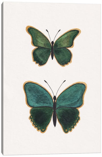 Green Butterflies Canvas Art Print - Alexandra Dobreikin