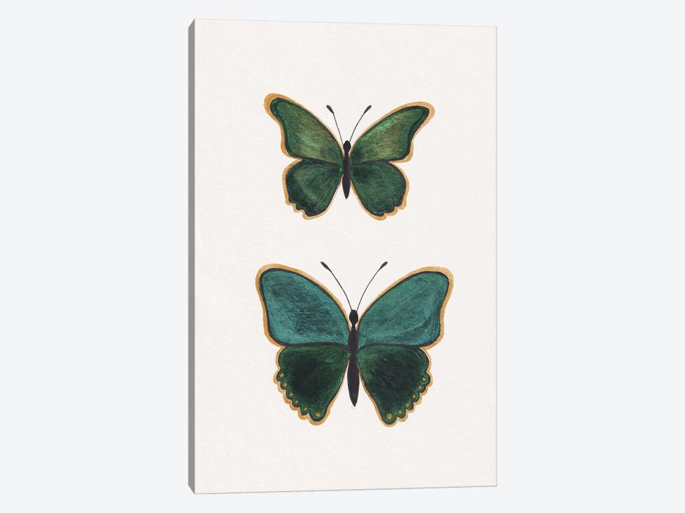 Green Butterflies by Alexandra Dobreikin 1-piece Canvas Art Print