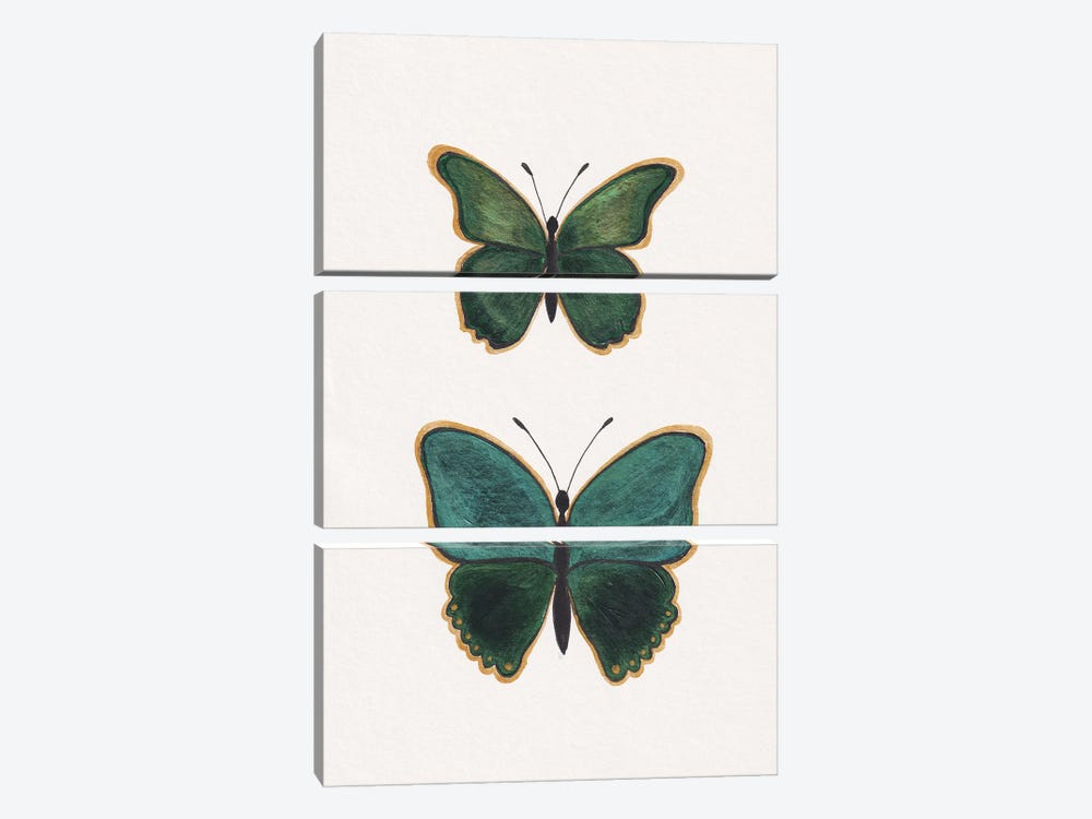 Green Butterflies by Alexandra Dobreikin 3-piece Art Print
