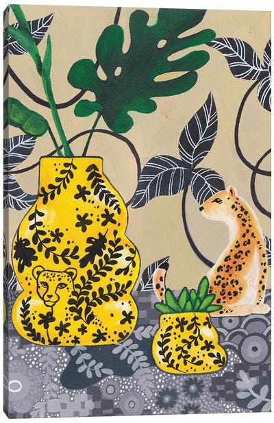 Leopard and two Vases Canvas Art Print - Alexandra Dobreikin