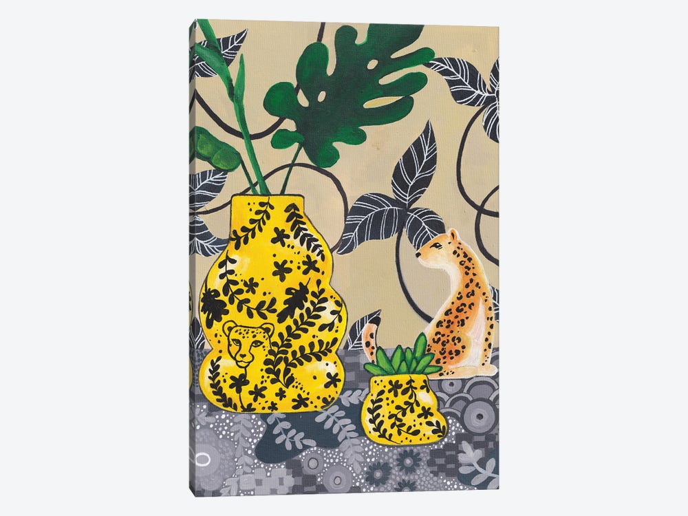 Leopard and two Vases by Alexandra Dobreikin 1-piece Canvas Art
