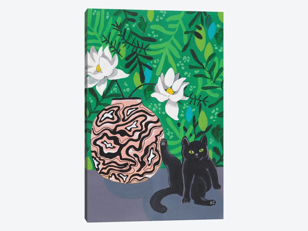 Cat And Pink Vase by Alexandra Dobreikin 1-piece Art Print