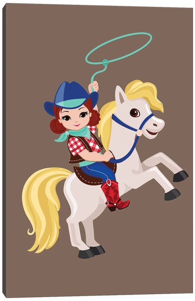 Redhead Cute Cowgirl Canvas Art Print - Alexandra Dobreikin