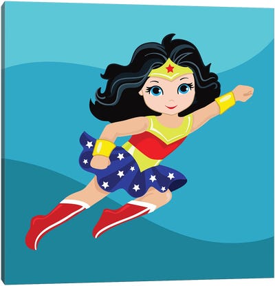 Wonder Women In Flight Canvas Art Print - Superhero Art