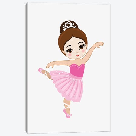 Little Ballerina In A Pink Dress Canvas Print #ADN202} by Alexandra Dobreikin Canvas Print