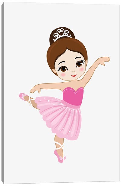 Little Ballerina In A Pink Dress Canvas Art Print - Ballet Art