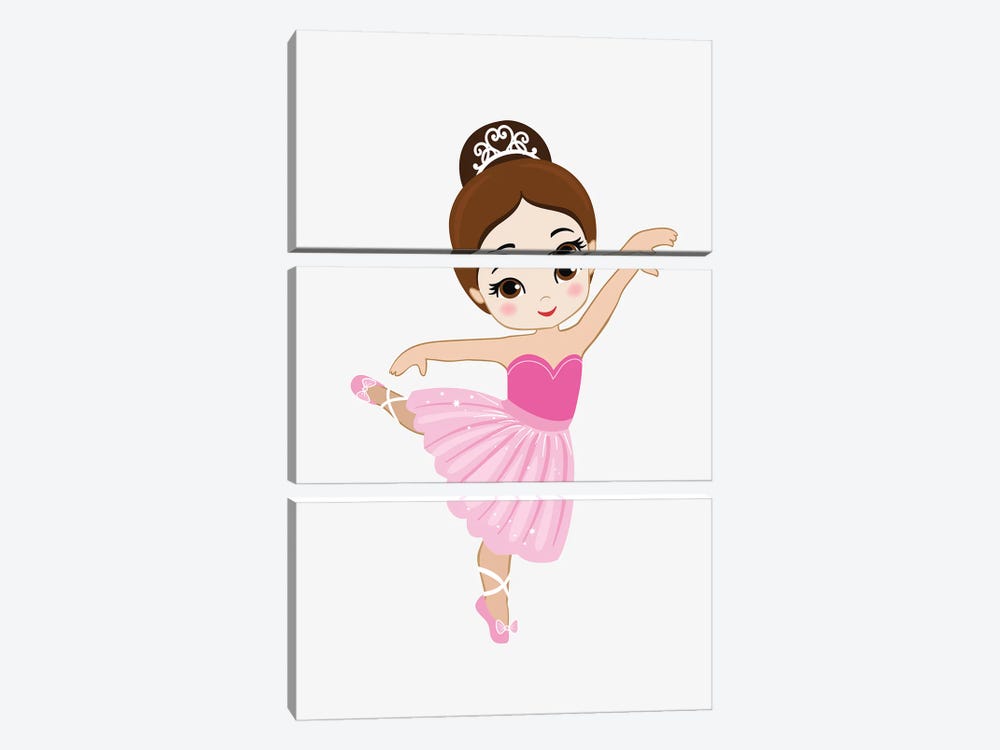 Little Ballerina In A Pink Dress by Alexandra Dobreikin 3-piece Art Print