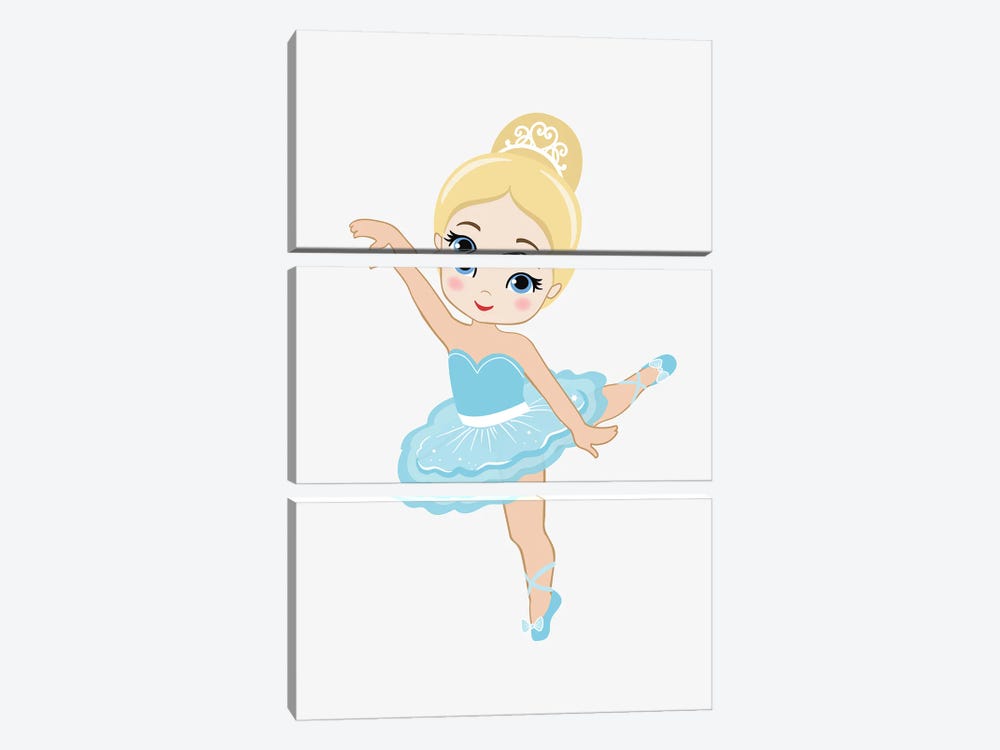 Little Ballerina In A Blue Tutu by Alexandra Dobreikin 3-piece Canvas Wall Art