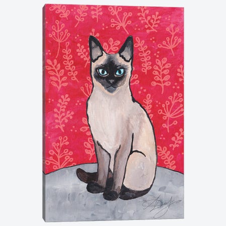 Siamese Cat On A Red Background Canvas Print #ADN228} by Alexandra Dobreikin Canvas Print