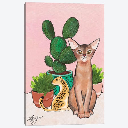 Abyssinian Cat Among Cacti And Succulents Canvas Print #ADN236} by Alexandra Dobreikin Canvas Art Print