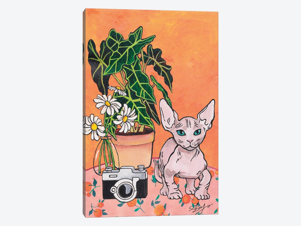 Bambino Cat On An Orange Background by Alexandra Dobreikin 1-piece Art Print