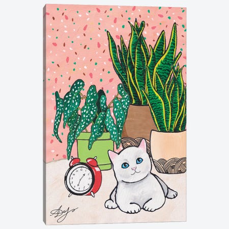 Cute Little White Kitten Canvas Print #ADN242} by Alexandra Dobreikin Canvas Print