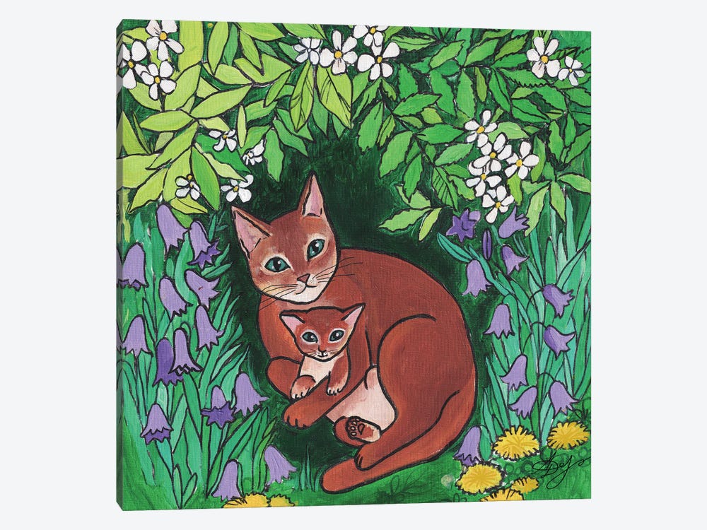 Сat And Kitten In The Garden by Alexandra Dobreikin 1-piece Canvas Print