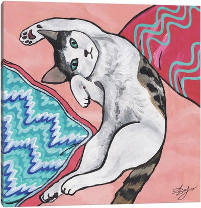 Kitten In Bed Canvas Art Print - Alexandra Dobreikin