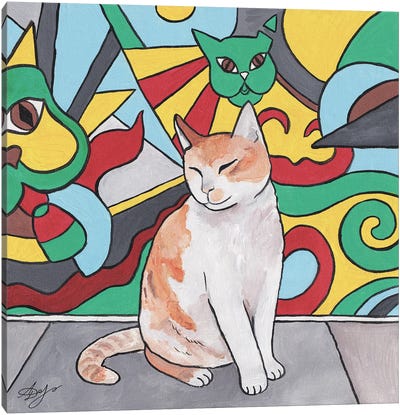 Cat Graffiti In The City Canvas Art Print - Alexandra Dobreikin