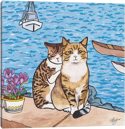 Kittens On The Marina Embankment Canvas Art Print - Alexandra Dobreikin