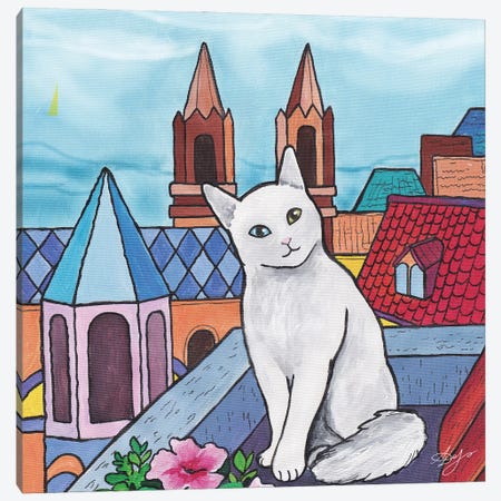 Cat On The Roof Of The House Canvas Print #ADN253} by Alexandra Dobreikin Canvas Art