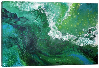 Emerald Wave Canvas Art Print - Coastal & Ocean Abstract Art