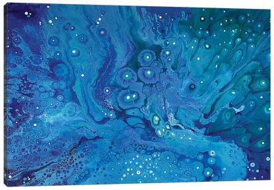 Underwater Fireworks Canvas Art Print - Blue Abstract Art