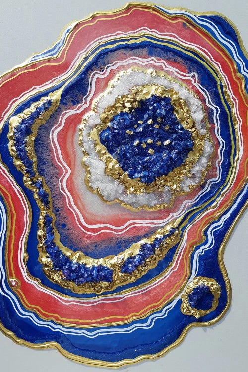 Agate Geode Gold, Coral ,Sapphire