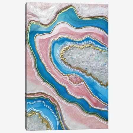 Agate Geode Gold, Pearl, Blue Pink Canvas Print #ADN329} by Alexandra Dobreikin Canvas Artwork