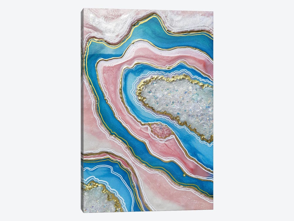 Agate Geode Gold, Pearl, Blue Pink by Alexandra Dobreikin 1-piece Canvas Art Print