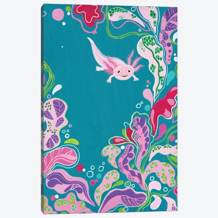 Happy Axolotl Canvas Print #ADN80} by Alexandra Dobreikin Canvas Artwork