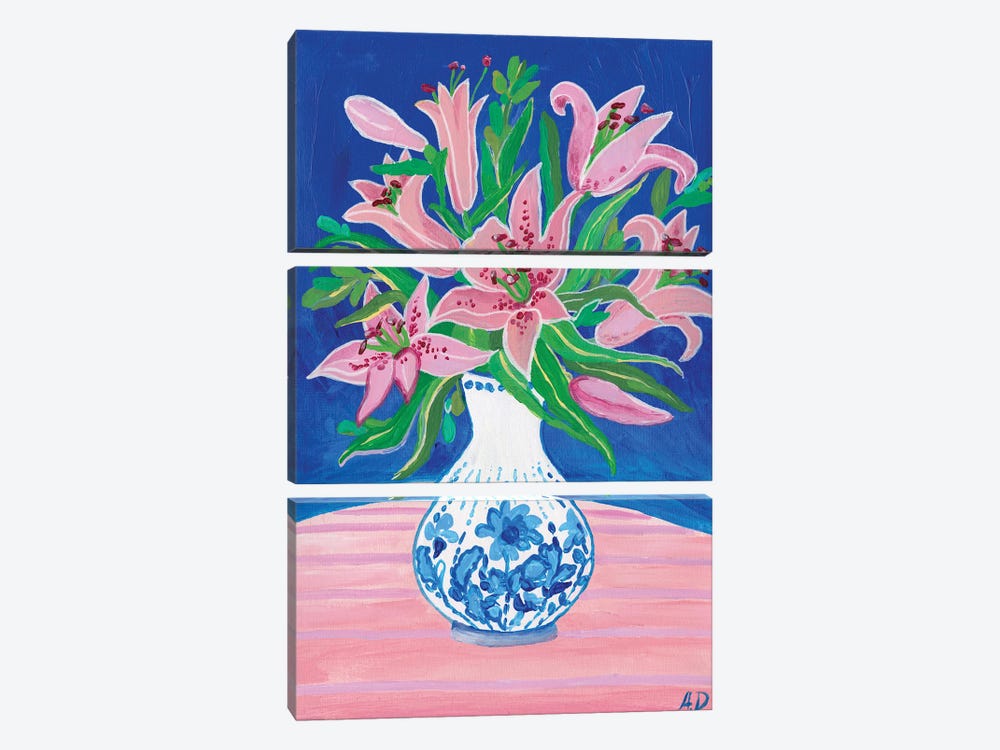 Pink Lilies by Alexandra Dobreikin 3-piece Canvas Artwork