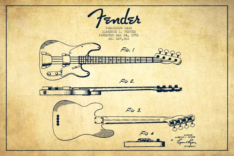 Fender Guitar Vintage Patent Blueprint