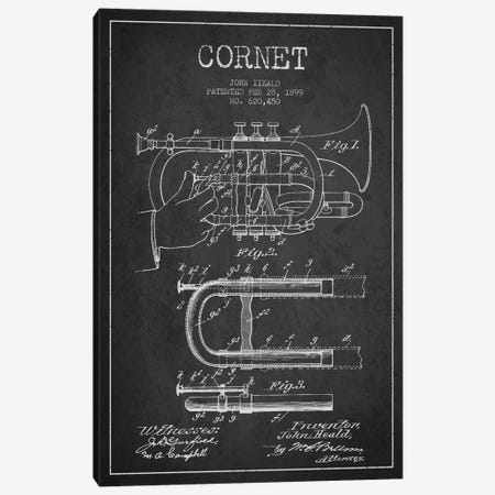 Cornet Charcoal Patent Blueprint Canvas Print #ADP1004} by Aged Pixel Canvas Print