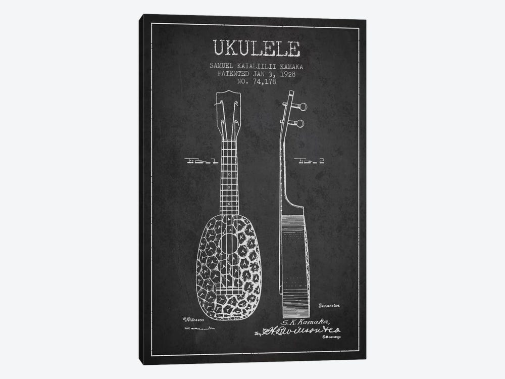 Ukulele Charcoal Patent Blueprint by Aged Pixel 1-piece Art Print