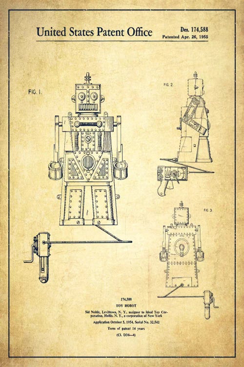 Toy Robot Vintage Patent Blueprint